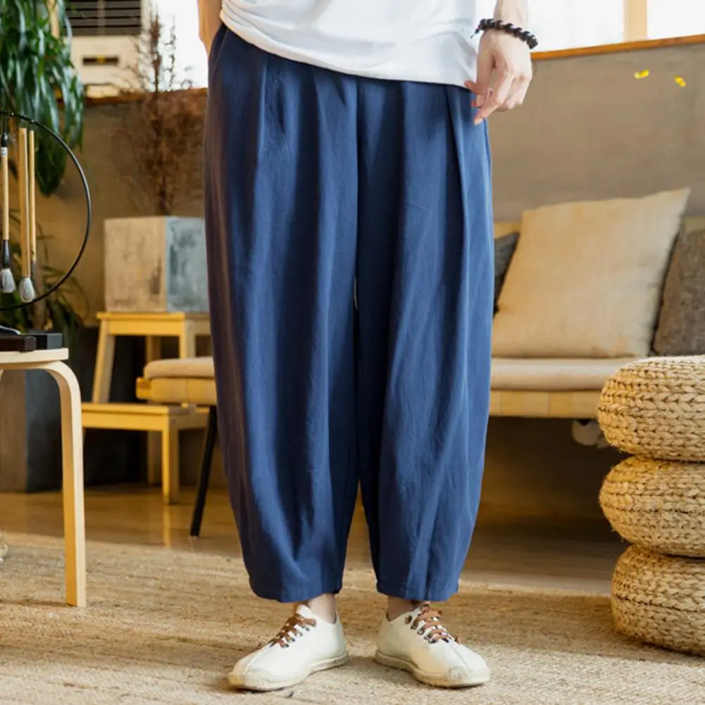 

Брюки мужские однотонные, длинные прямые спортивные штаны-султанки, с эластичным поясом, с карманами