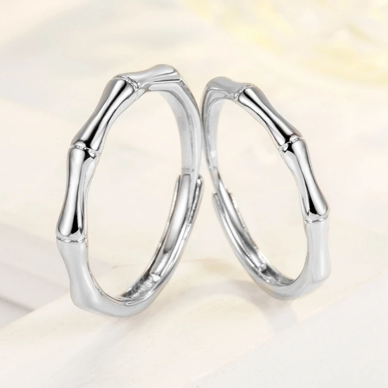 

Classic Bamboo Couple Rings Luxury Jewelry For Men Women Loves' Gift Sweet Geometric Plant Exquisite Opening Rings