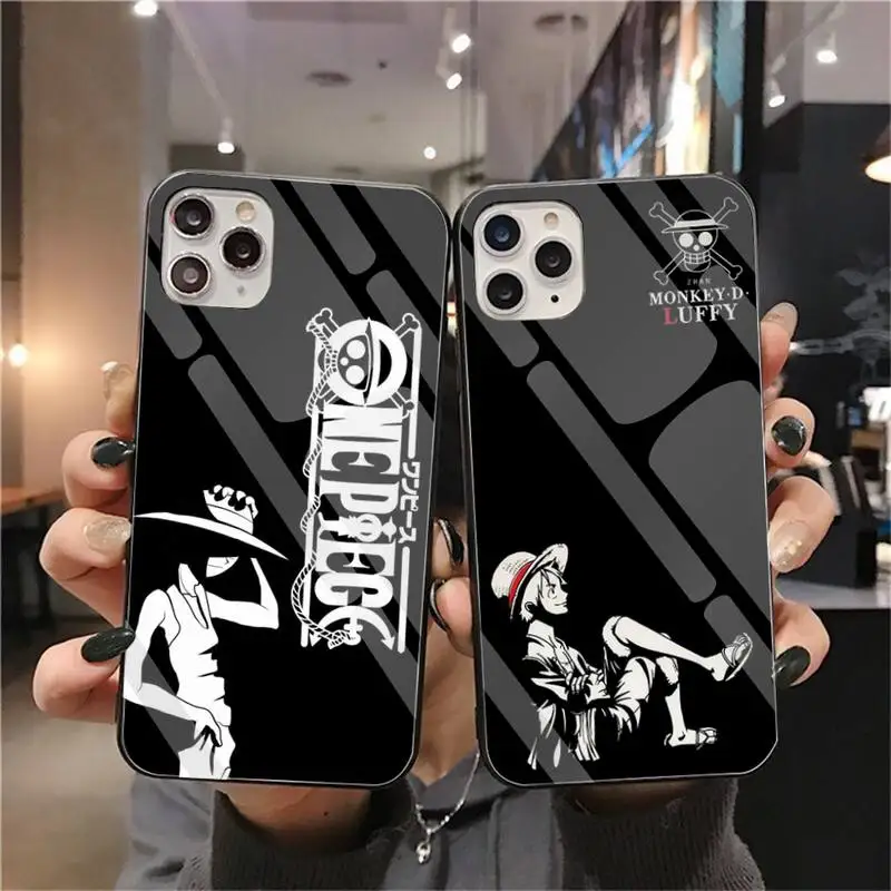 

Anime One Piece Luffy Zoro Phone Case Tempered Glass For iPhone 13 12 Mini 11 Pro XR XS MAX 8 X 7 Plus SE 2020 Soft Cover