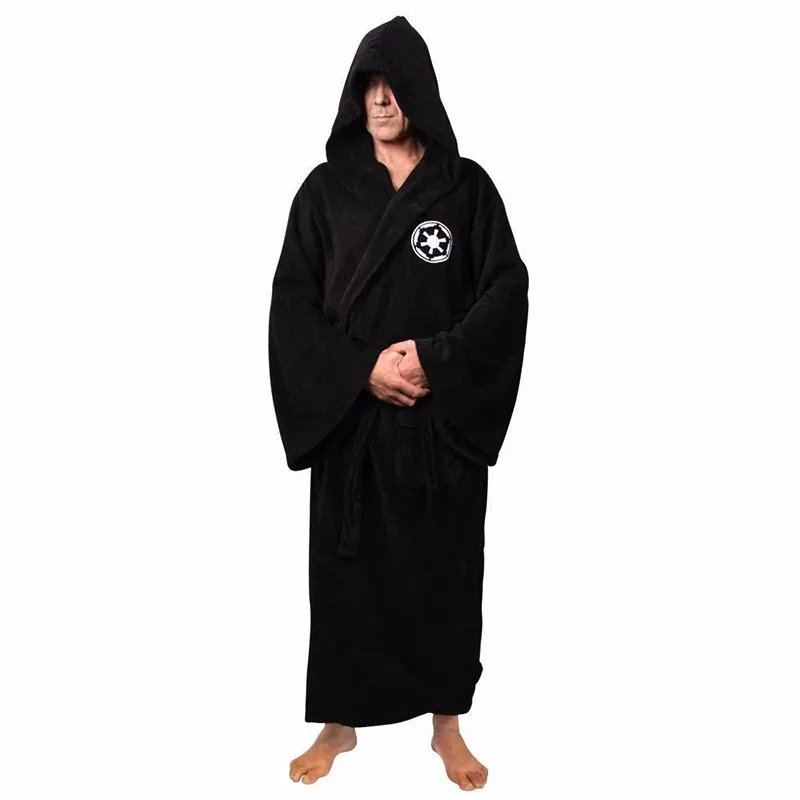 Men Robe Thickened And Lengthened Pajamas Belt Pocket One-piece Hat Design Comfortable Soft Household