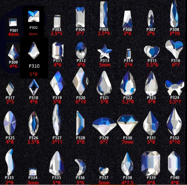 

100 шт. Золотой синий лунный свет разные формы Разноцветные кристаллы Гладкий 3D маникюр Дизайн ногтей украшения Подвески Ювелирные изделия