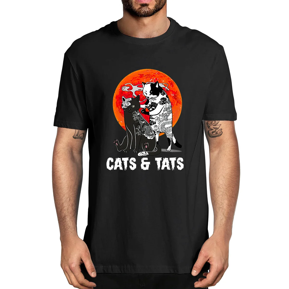 

Unisex Cotton Funny Cats Smoking Cats and Tats Tattoo Artist Gift Idea Summer Men's Novelty T-Shirt Women Casual Streetwear Tee