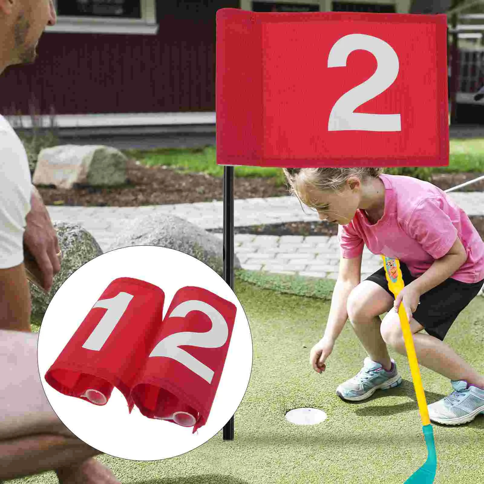 

2 Pcs Golf Green Flag Number Practice Practicing Flagpole Golfs Custom Flags Portable Course Outdoor Sign Banner Professional
