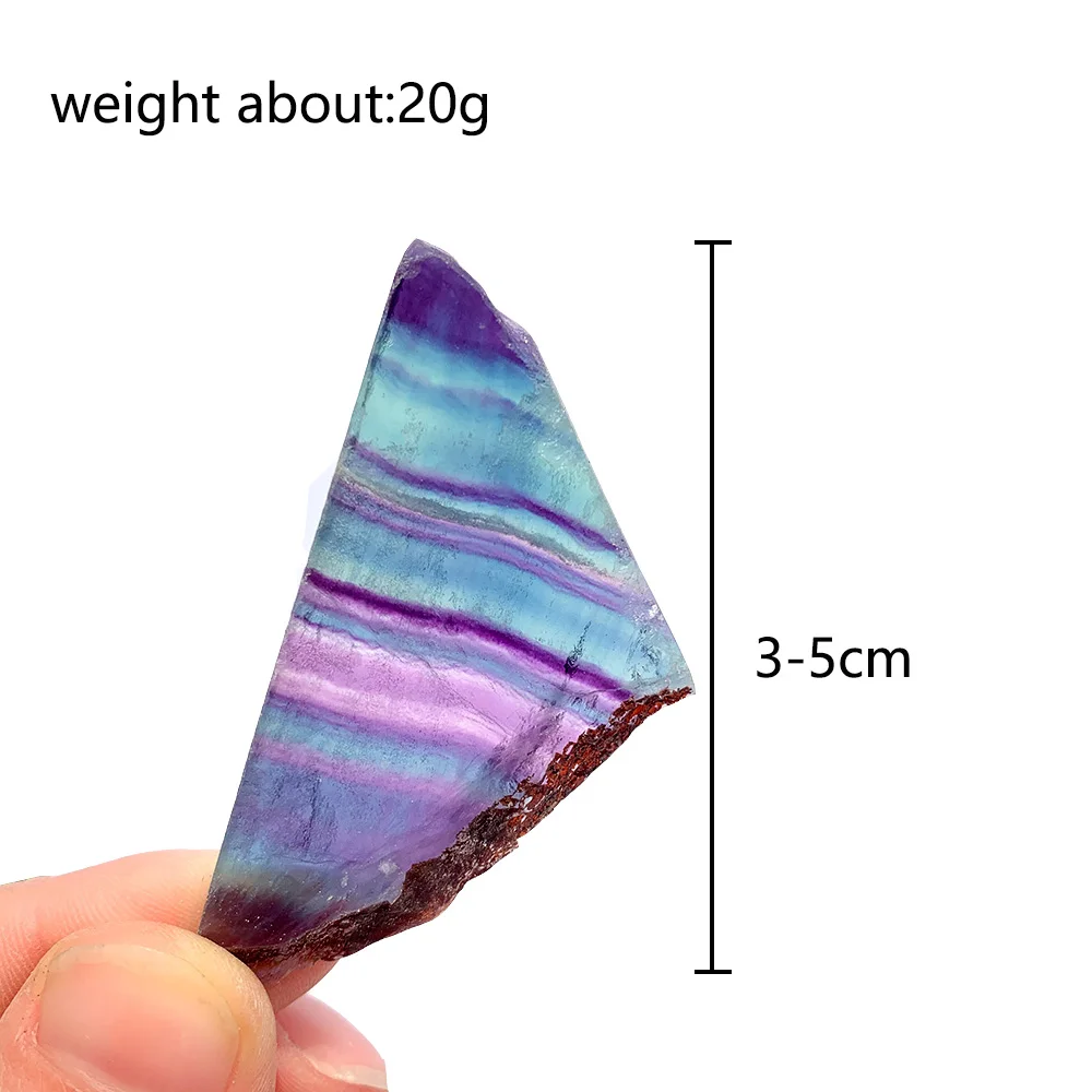 1 шт. натуральный хрустальный красочный флюорит минеральный полосатый кусочек