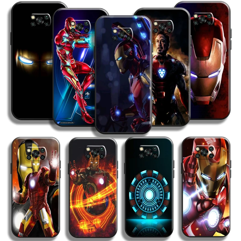 

Marvel Avengers Iron Man Phone Case For Xiaomi Poco X3 Pro X3 NFC POCO X3 GT Back Silicone Cover Black Soft Coque