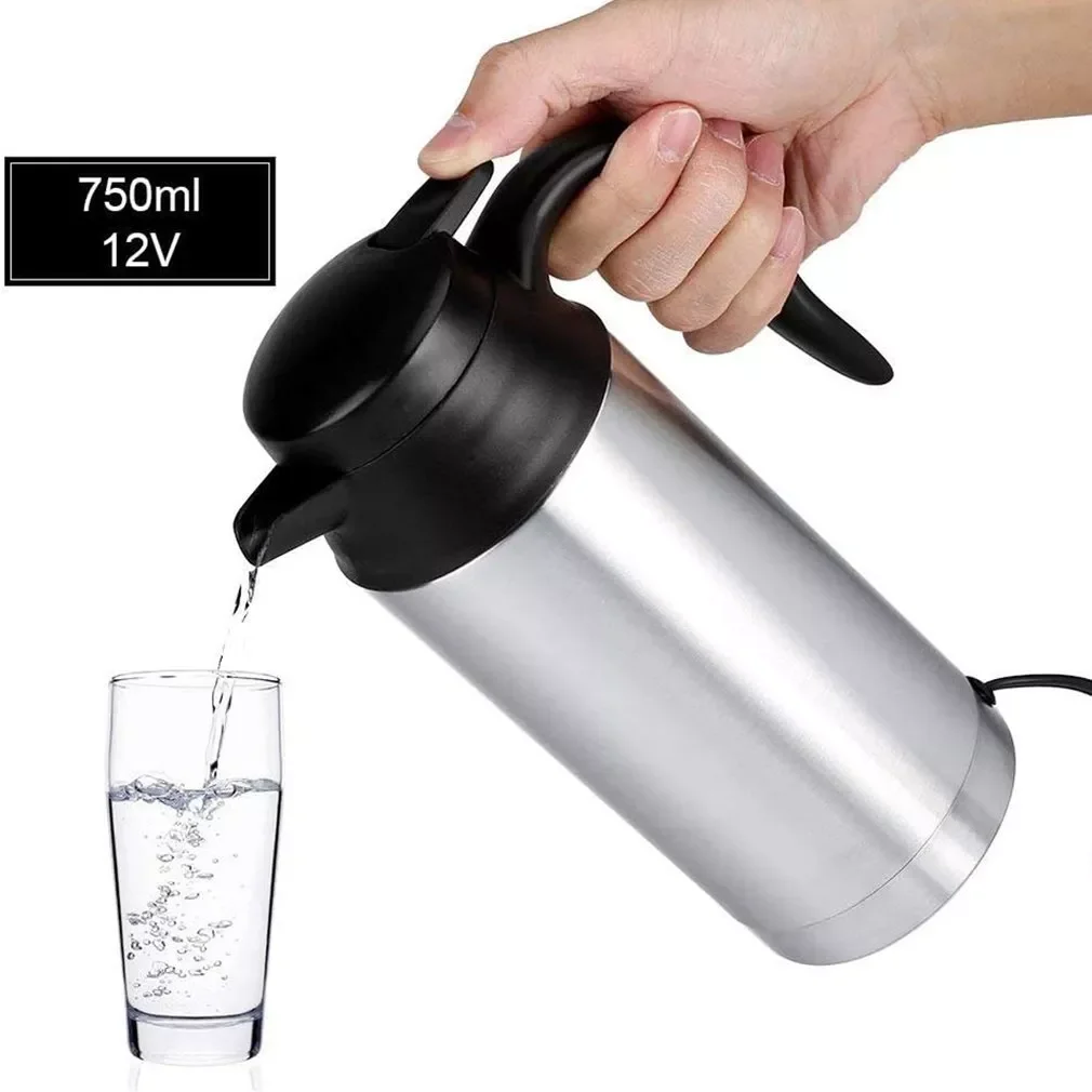 

750ML Universial Portable Car Kettle Stainless Steel Heating Travel For Coffee Cup Water Bottle Boiling Cup Large Capacity