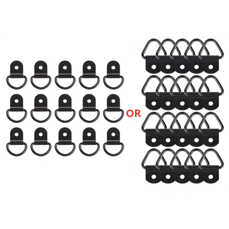

20pcs Black D Shape Pull Hook Tie Down Anchors Ring Iron Stainless Steel Cargo Tie Down Ring for Car Truck Trailers RV Boats