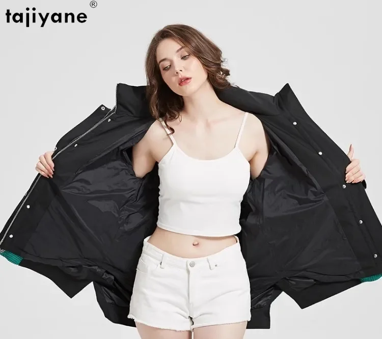 Женский пуховик средней длины Tajiyane с мультяшным принтом со съемной подкладкой и