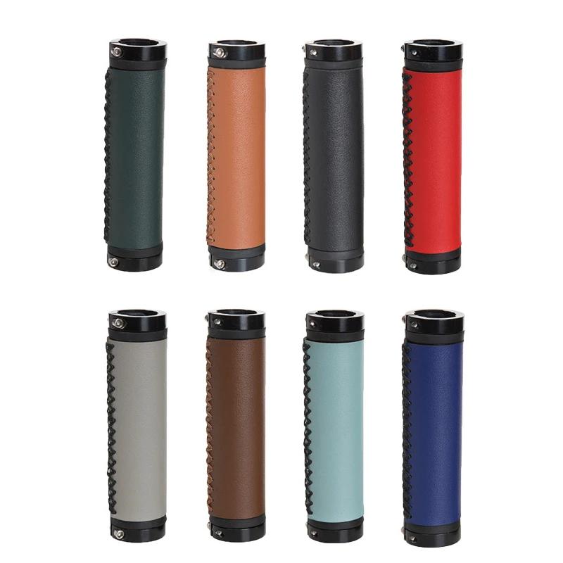 

8 Color Bicycle Grips Bike Handbar Grips Artificial Leather Non-slip Aluminium Alloy Cycling Handle Grips Bikes Handlebar Grips