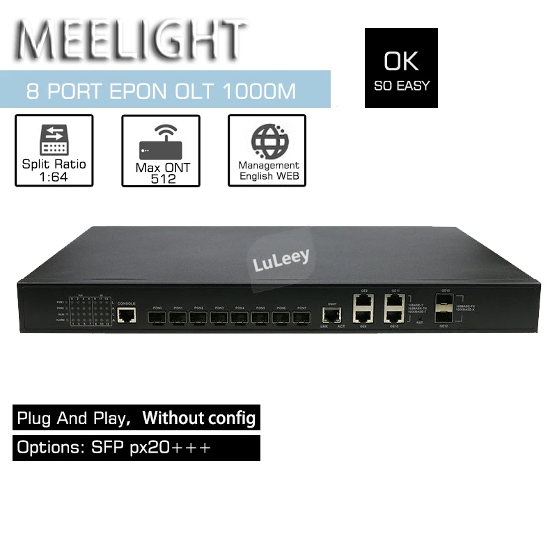 

LRE308 8 PON EPON OLT Web Management Switch Optical Fiber L3 Switch 1:64 Compatible With Multi-brand ONU Max 512