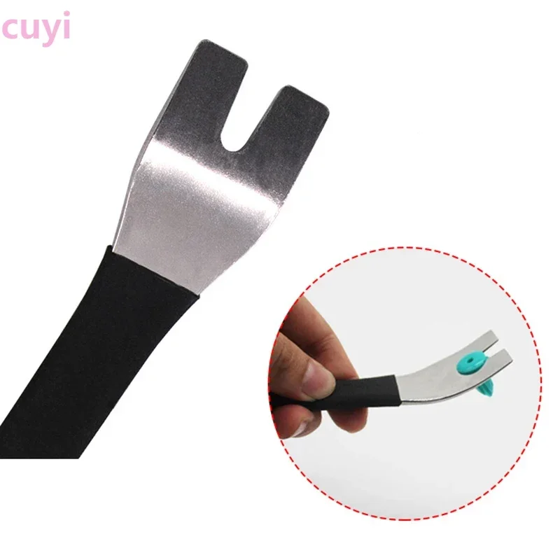 

1 шт. инструмент для снятия отделки автомобиля, прочный двухсторонний инструмент для снятия уровня отделки из нержавеющей стали, инструменты для дверной панели, аудио клеммы, привод крепления