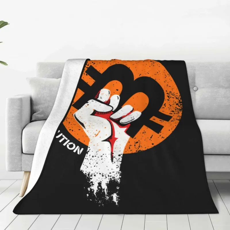 

Crypto Knitted Blanket Flannel Bitcoin Cryptocurrency Btc Blockchain Geek Soft Throw Blankets for Bedding Couch Bedroom Quilt