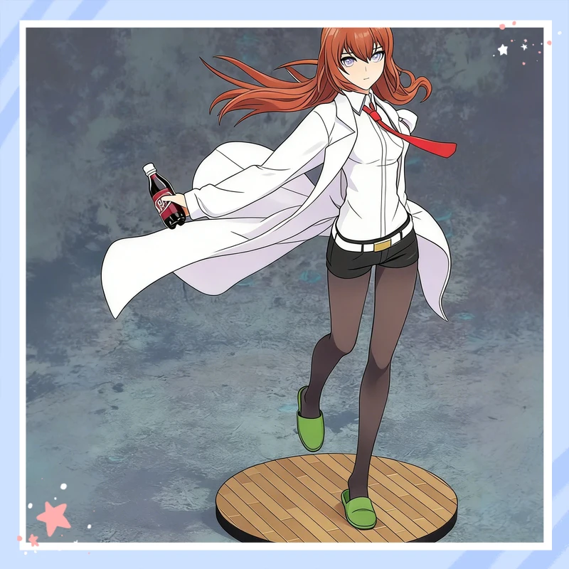 Фото Фигурка Макисе Курису из аниме Steins Gate в белом лабораторном халате с бутылкой колы, коллекционная модель, украшение для рабочего стола для любителей аниме №1