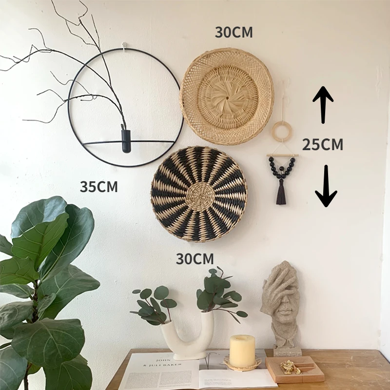 

Southeast Asian Wall Decorations Black Round Bamboo Woven Moroccan Ethnic French Wall Hanging Room Decoration