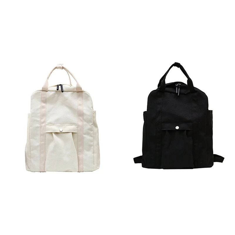 

Hot Kf-Men's And Women's Casual Rucksack Large-Capacity School Bag Travel School Bag Solid Color Backpack