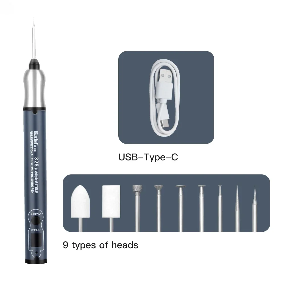 

Kaisi 328, многофункциональная зарядная польская ручка для телефона, материнская плата, процессор, IC, шлифовка, резка, сверление, резьба, набор инструментов для разборки