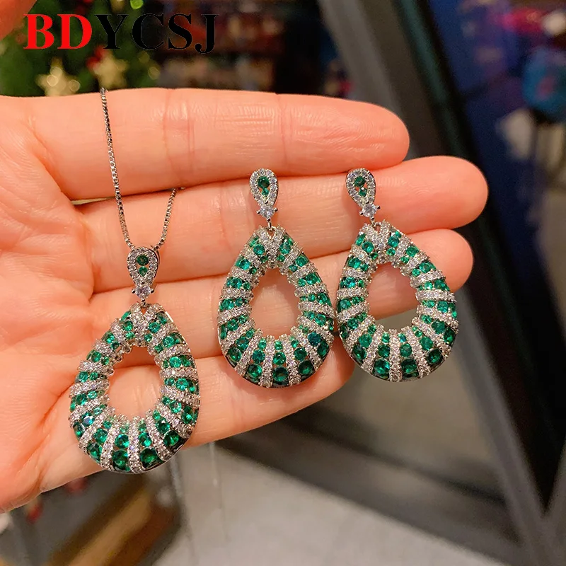 

Droplet Shaped Pendant, Necklace, Earring Set With AAA Zircon, Fashionable European And American Women's Jewelry, Wedding Gift
