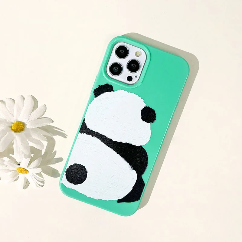 

Cute Cartoon Chubby Panda's Back Mobile Phone Case for IPhone11 12 13 Pro Max Mini X XS Max XR 7 8 Plus SE 14 Mini