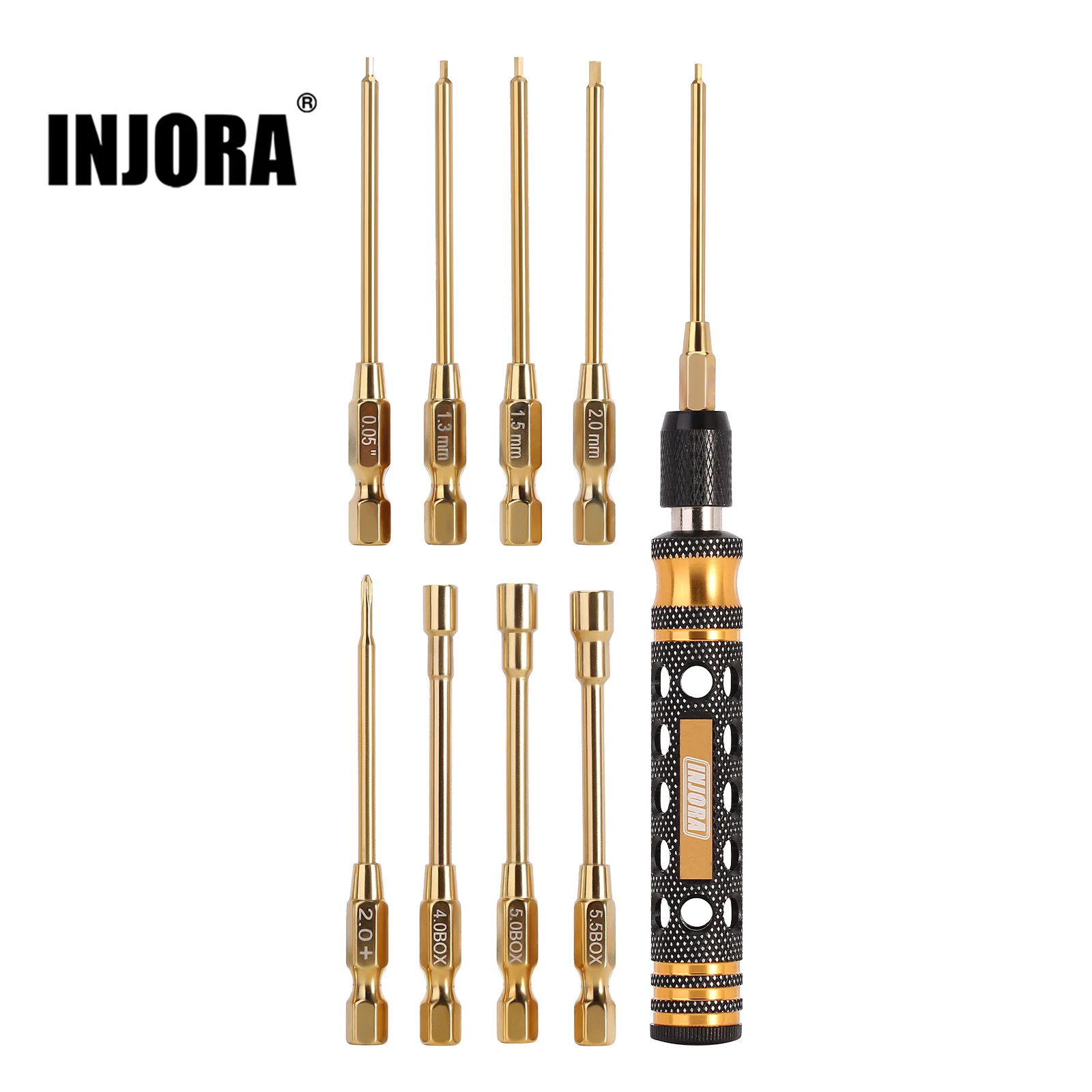 INJORA Quick Change Allen Key Hexagon Screwdrivers Hex Nut RC Tool Kit for 1/18 1/24 RC Crawler Axial SCX24 AX24 FMS FCX24 TRX4M