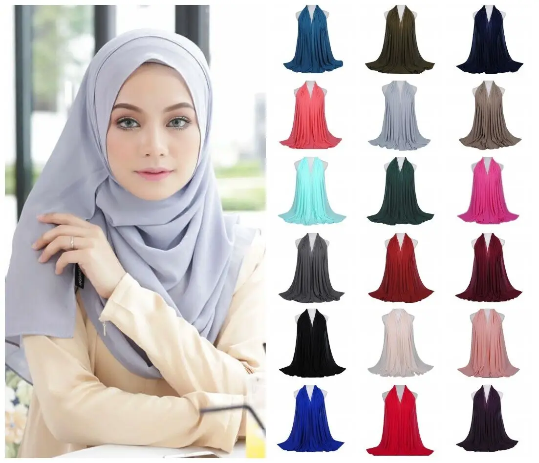 Women's Muslim Islamic Long Hijab Scarf Shawls Head Wrap Chiffon Ladies Scarves