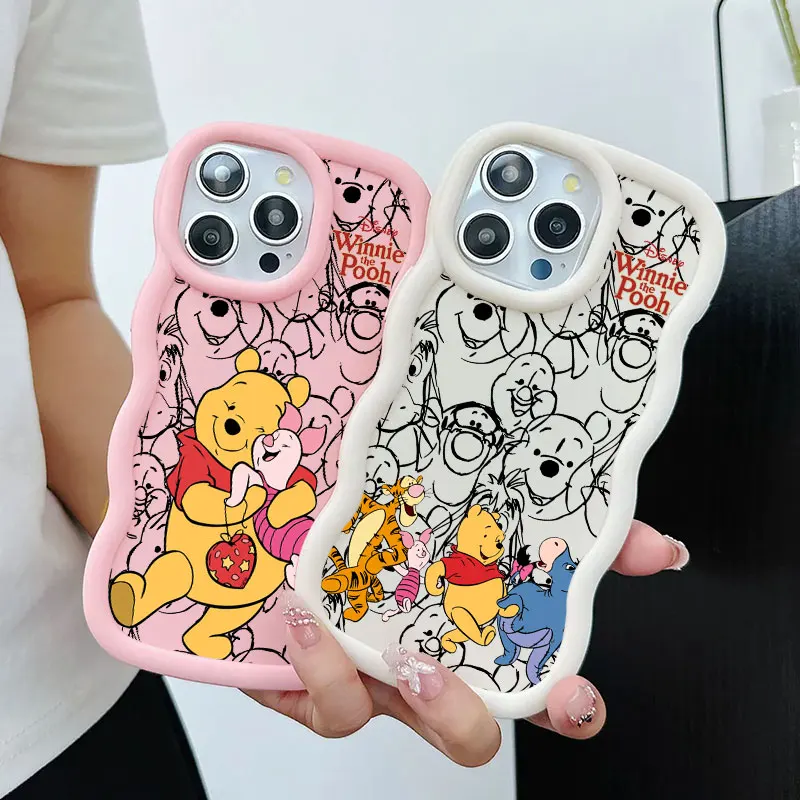 Фото Чехол для телефона Disney Winnie The Pooh Candy Color для iPhone 17 16 15 14 Plus 11 Pro Max 13 12 Mini Air 17E 16E с волнистым краем, мягкий чехол №1