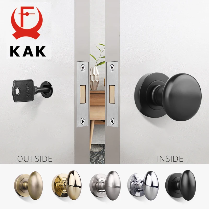 

KAK Black Zinc Alloy Hidden Door Lock Invisible Corridor Sliding Door Handle Lock Keyless Mechanical Lock Door Latch Hardware