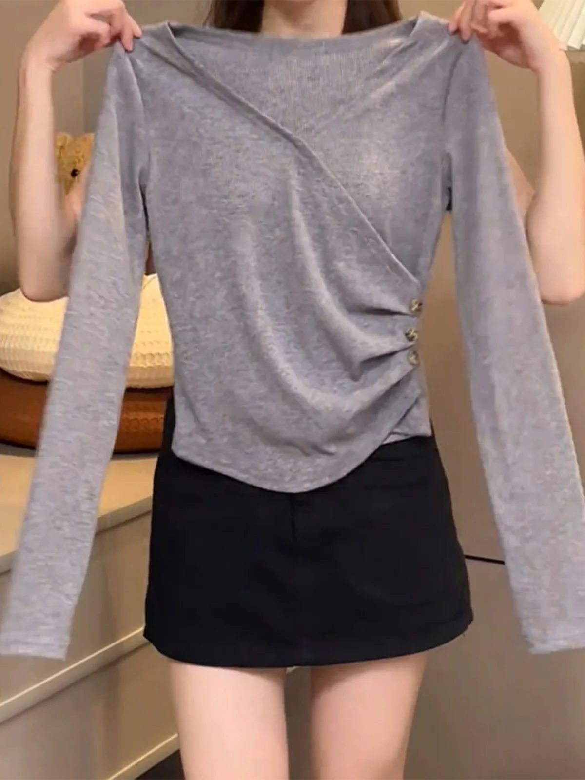 Женская одежда больших размеров новинка осени и зимы 2024 утягивающая рубашка Pure