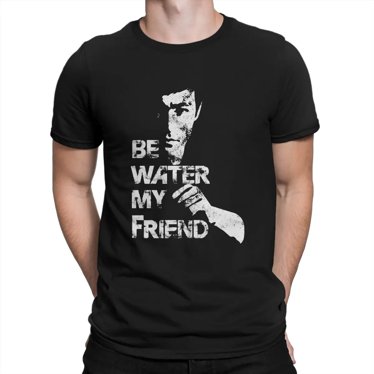 

Bruce Lee Chinese Kongfu Man Creative TShirt for Men Be Water My Friend Round Neck Basic T Shirt Personalize Birthday Gifts Tops