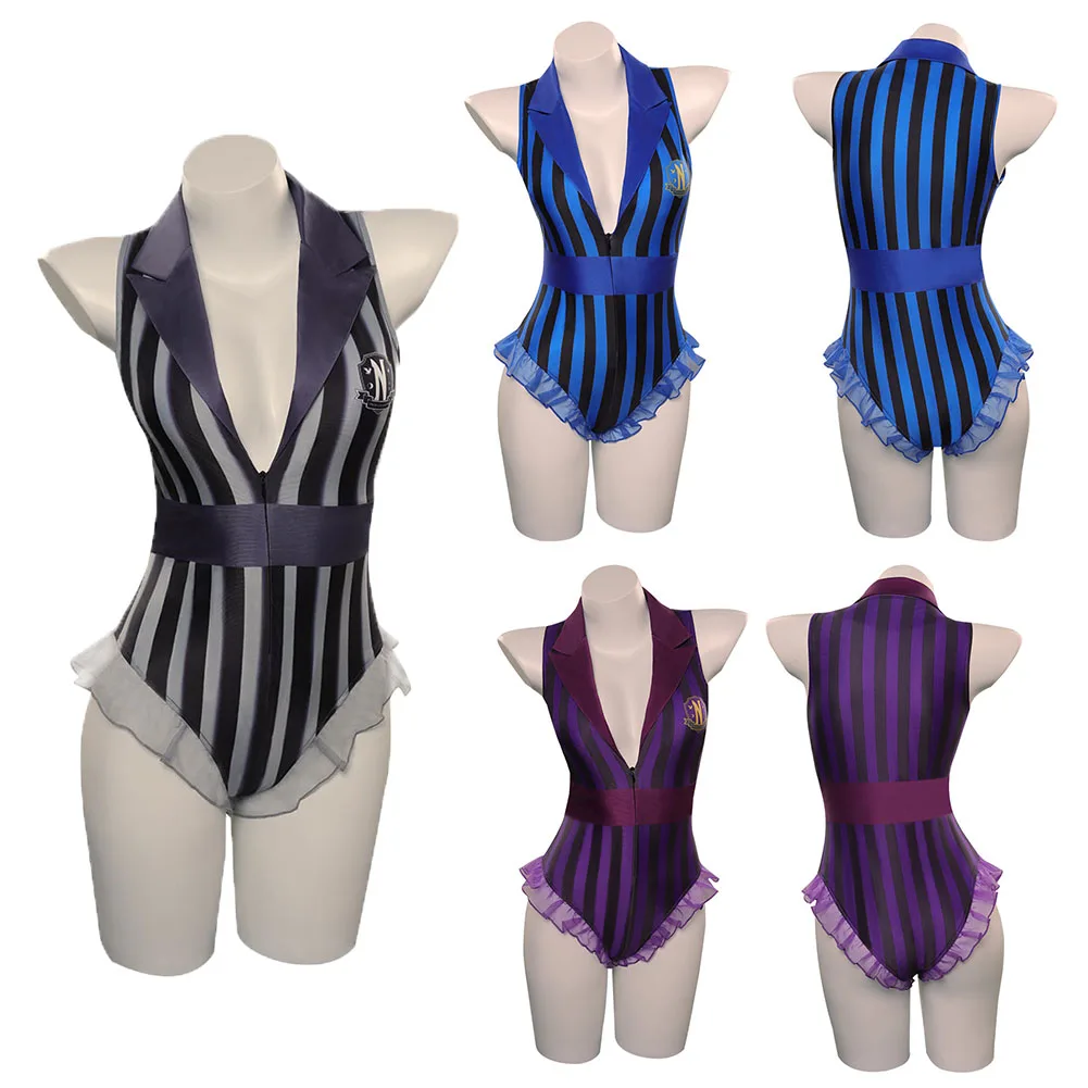 

Wednesday Enid Cosplay Costume Women Girls Swimwear TV Wednesday Addams Rolplaying Swimsuit Halloween Carnival Disguise Jumpsuit