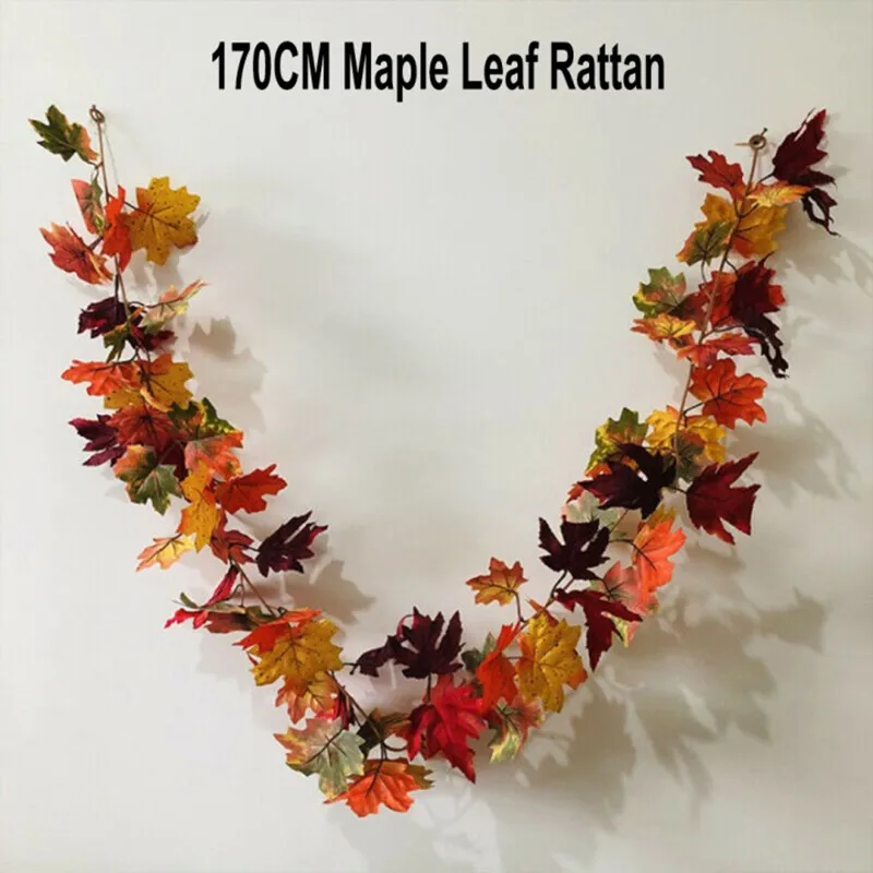 Artificial Autumn Maple Leaves Garland Led Fairy Lights for Christmas Decoration Thanksgiving Halloween Party DIY Home Decor