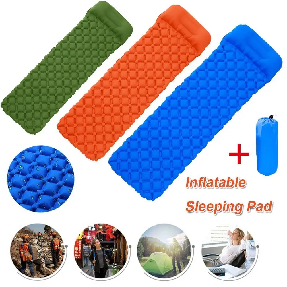 

Outdoor Air Moistureproof Camping Fast Filling Sleeping Bag Mat Inflatable Mattress Cushion Sleeping Pad Beach Mat