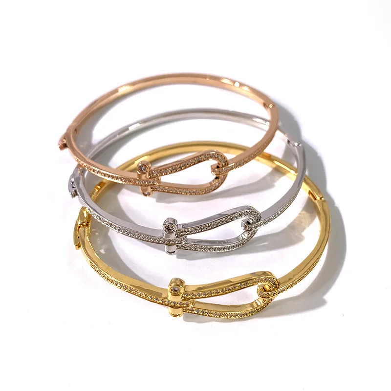 

Изысканный браслет в стиле хип-хоп с пряжкой в форме подковы индивидуальный Ретро дизайн простая темпераментная Модная бижутерия