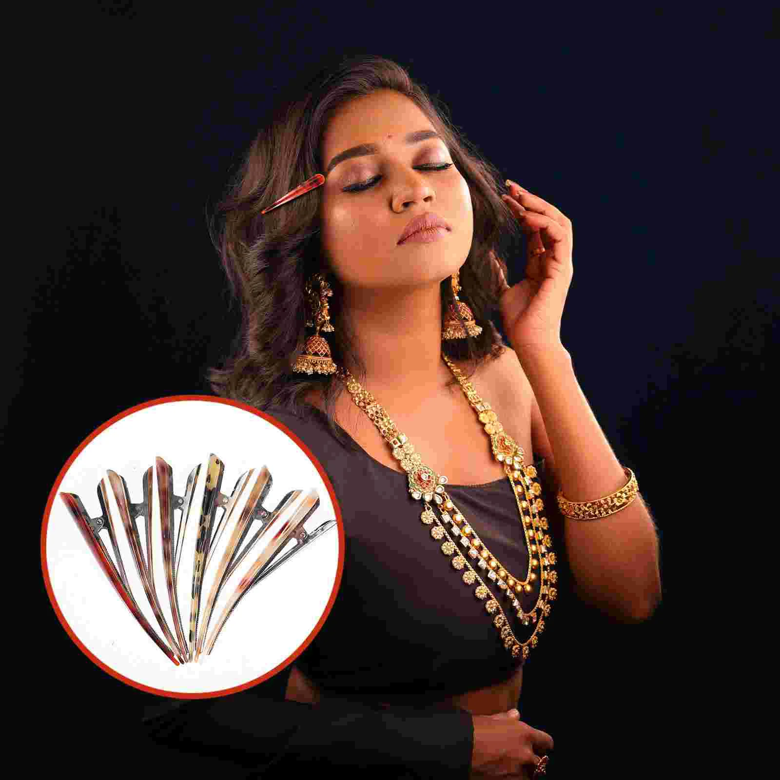 

6 Pcs Large Hair Clips Women Acetate Acrylic Horn Ponytail Ox Hairpin Fashion Alligator Miss