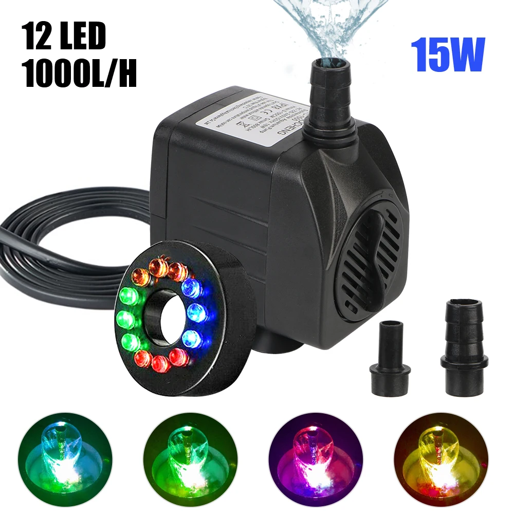 

Водонепроницаемый ультра-тихий с 12 Светодиодный светильник для садового аквариума, аквариума, птицы, ванная Фонтан Водяной насос, погружной фонтан