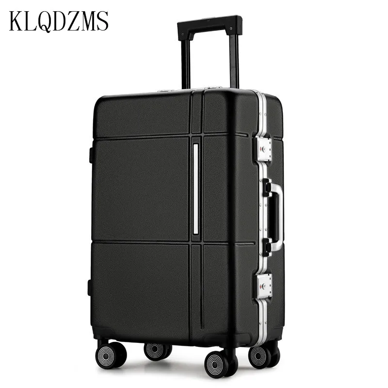 KLQDZMS New Aluminum Frame Trolley Case Unisex Silent Wheel Password Suitcase 20 Inch PC+ABS Business Roller Rolling Luggage
