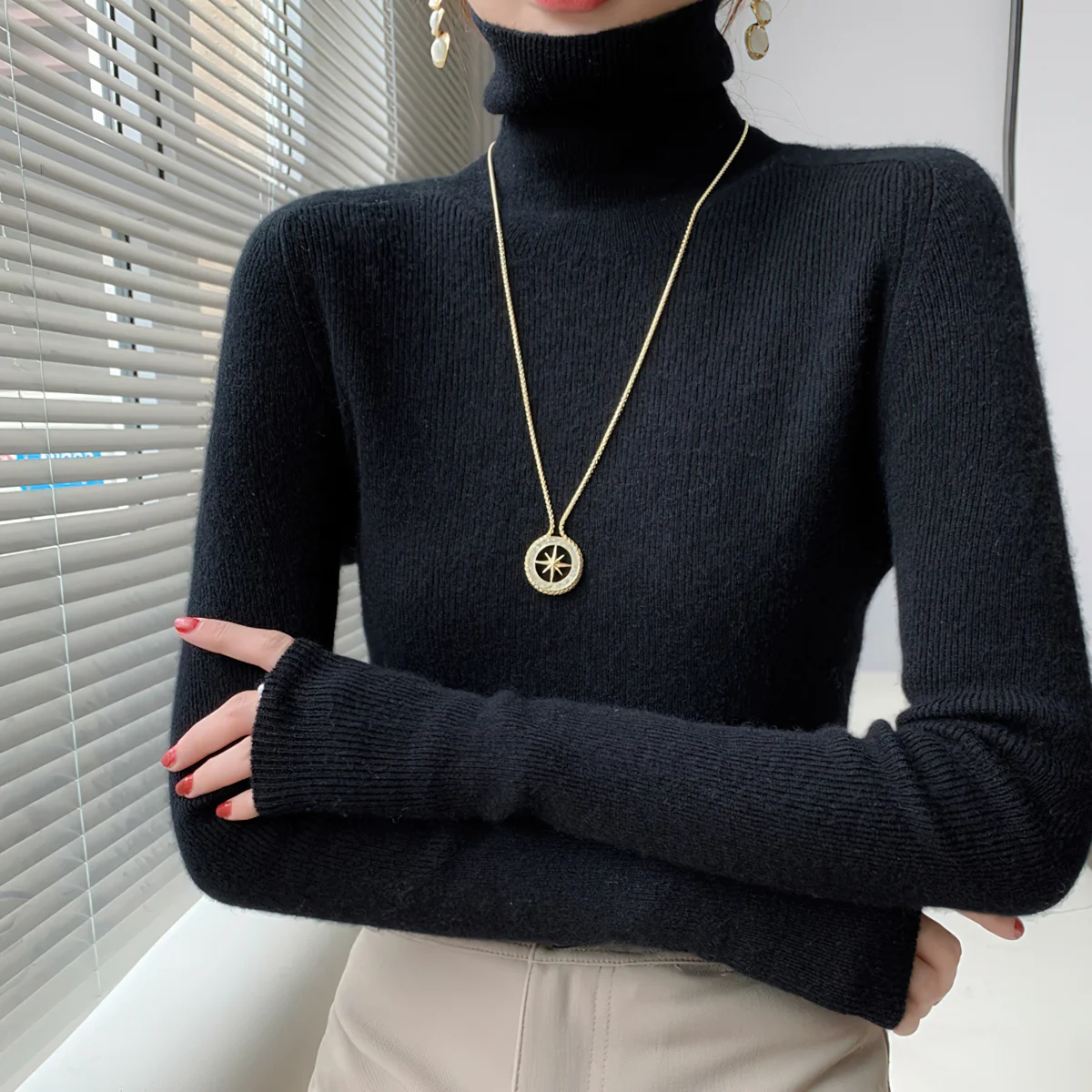 

Autumn Winter Sweater Turtleneck Women Solid Slim Fit Pullover Simple Casual High Strecth Korean Fashion Traf Chic Jumpers