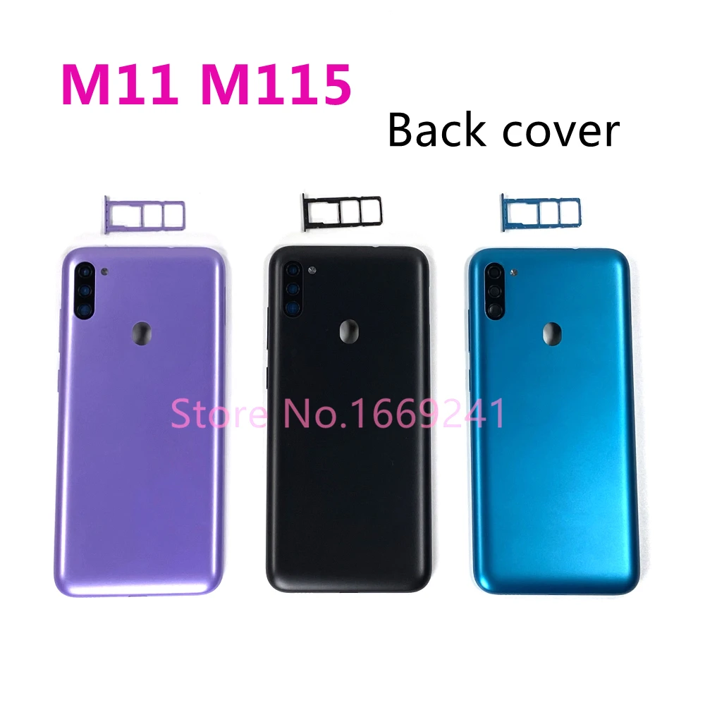 

Задняя крышка батарейного отсека для Samsung Galaxy M11 M115 M115F M115F/DS, запасные части, задний пластиковый корпус с лотком для SIM-карты