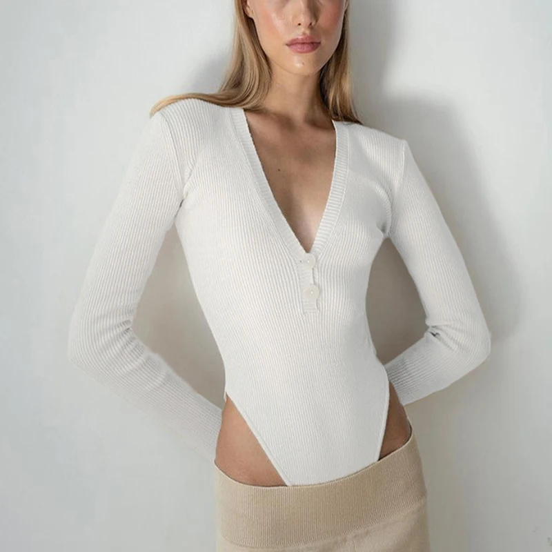 

Bodycon Autumn Solid Long Sleeve Sexy Peach Heart Collar Bodysuits Body Mujer Rompers Women Party Jumper Buttons Outfits PR3166G