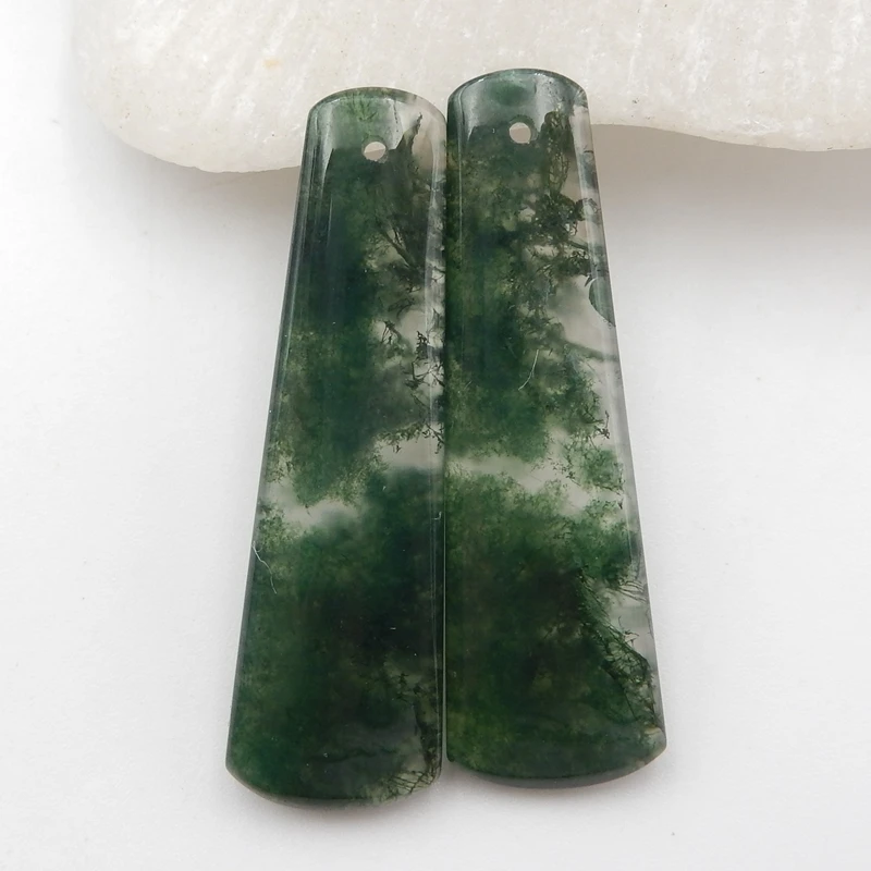 Natural Moss Agate fashion woman Earring Bead 40x12x5mm9g | Beads