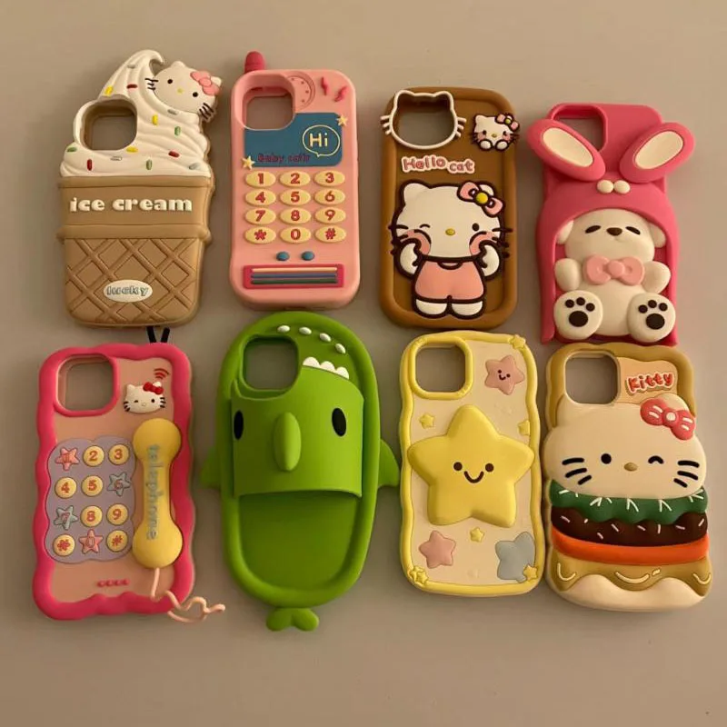 Мультяшный Sanrioed аниме Hello Kittys мобильный телефон Ins Girl Heart Kawaii Силиконовый