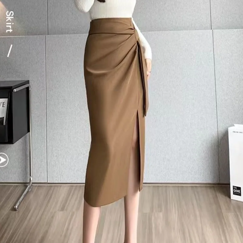 

Women Spring Summer High Waist Split Skirt