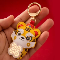 chinese style cartoon zodiac car key pendant men and women turn tiger keychain key ring new year of the tiger good luck fortune