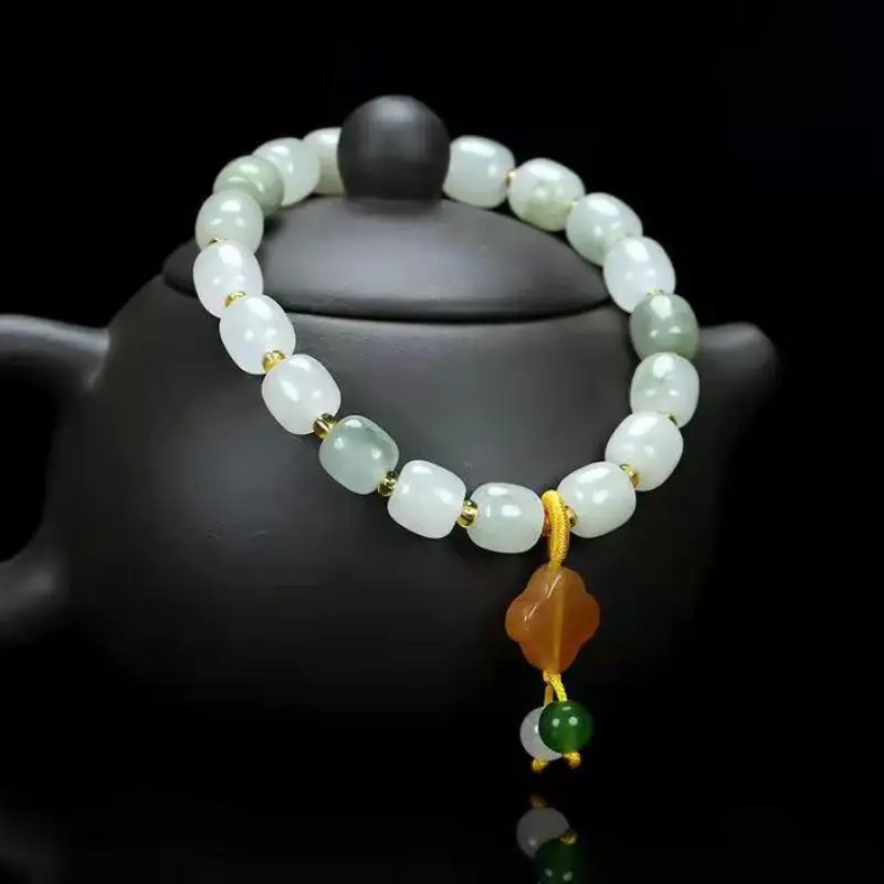 

Natural Jade Bracelet Fashion Charms Jewellery Women Healing Bangle Real Chinese Jades Stone Bead Elastic Beaded Charm Bracelets