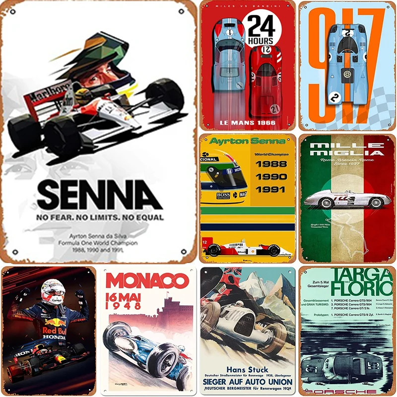 Винтажная Металлическая Гоночная Табличка Senna Ove Milia Le Mans 1966 Настенный Постер Для