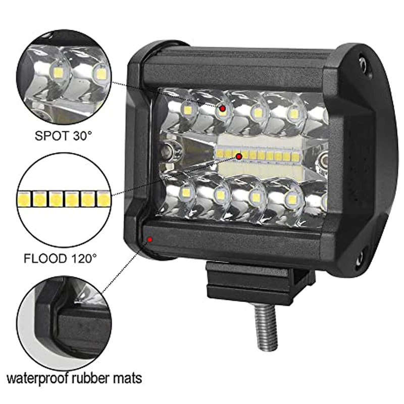 

60W LED Work Light Spot Flood Beam Offroad 4x4 ATV Fog Driving Offroad Boat Replacement Car Tractor Truck Accessories 12V 24V