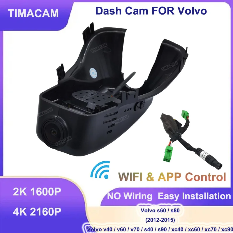 4K 2160P Dual Cameras Dash Cam 2K Car DVR 24H Video Recorder For Volvo S60 S80 2012 2015 V40 V60 V70 XC60 XC40 XC70 XC90 S40 S90