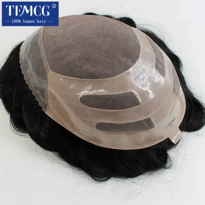 Bond Mono & Pu Front And NPU Back Breathable For Male Hair Prosthesis 100% Natural Human Hair Toupee Men Wig Exhuast Systems