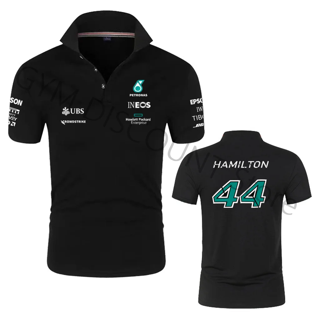 

2023 Formula One Racer Number 44 Lewis Hamilton F1 Racing Fans Short-Sleeve Team Logo Men/Women Polo Shirt Oversized T-shirt