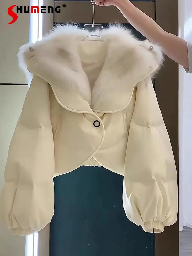 Thickened Warm Cotton Coat for Women 2022 New Winter Parkas Korean Gentle Big Fur Collar Loose Casual Cotton Jacket Casacos Lady