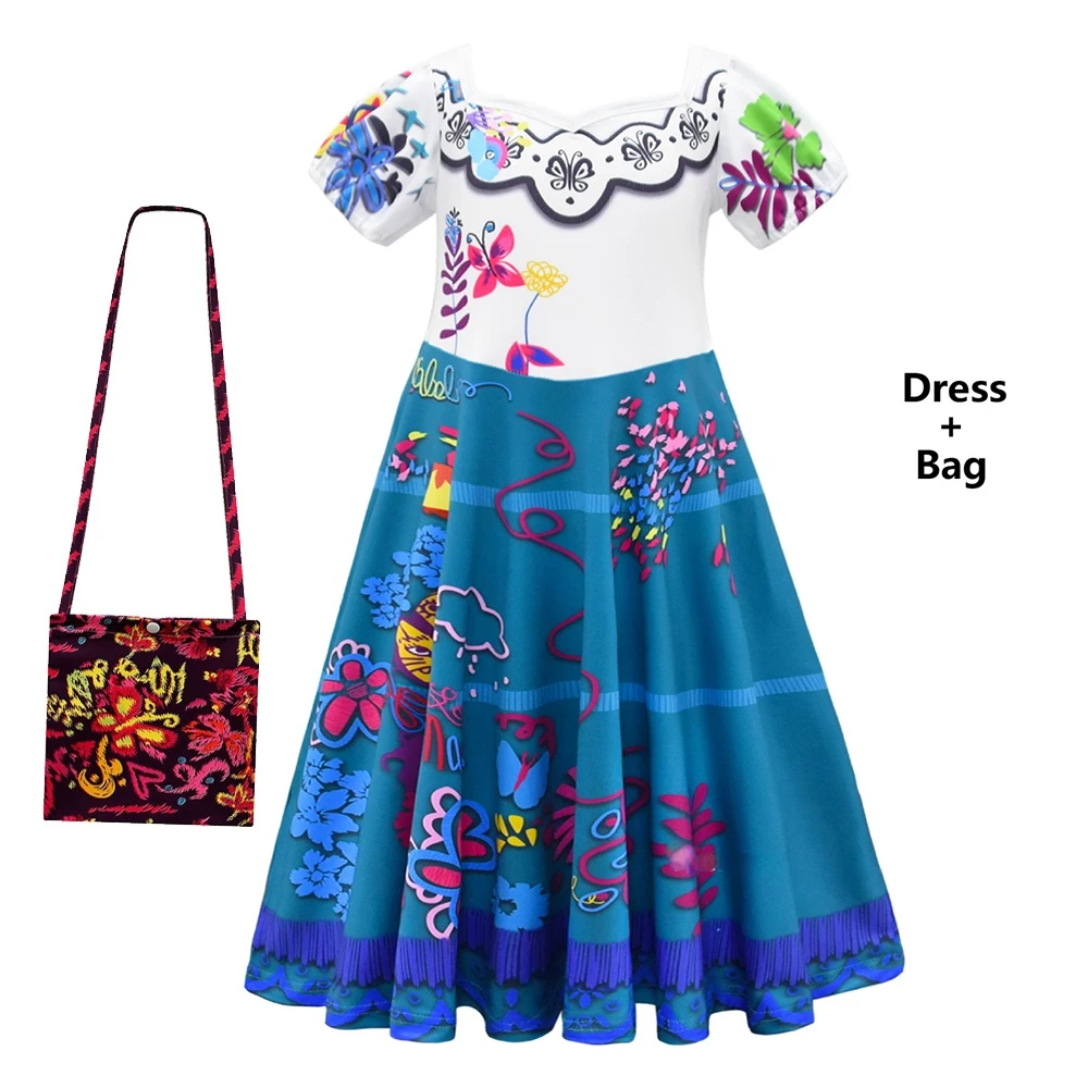 

Baby Girls Encanto Dress Mirabel Kids Cosplay Princess Dresses Short Sleeve Cartoon Clothing Children Party Birthday Outfits